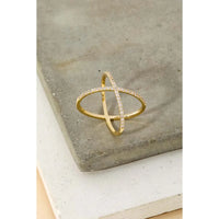 Delicate X Rhinestone Ring