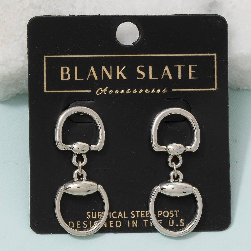 Equestrian Horse Bit Ring Drop Earrings