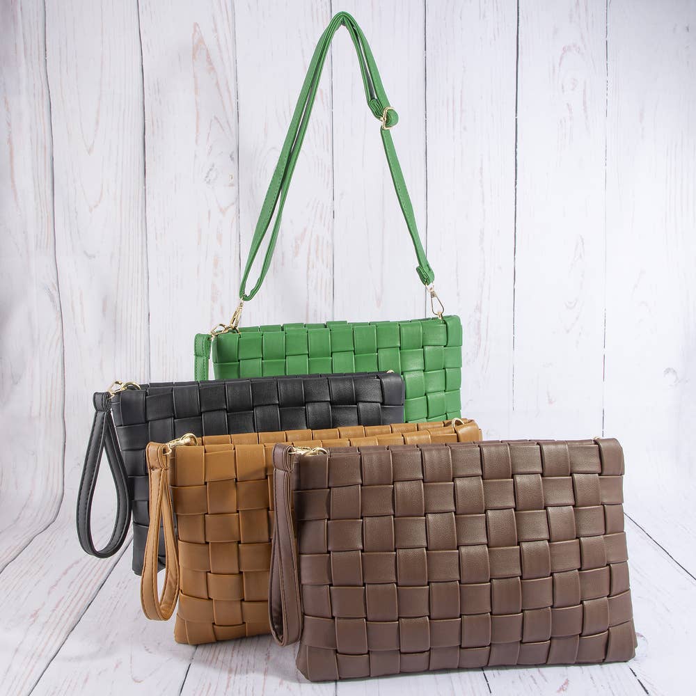Leather Basket Weave Hand Bag