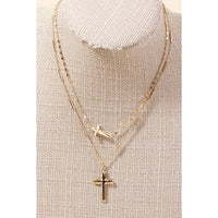 Double Cross Chain Layer Necklace