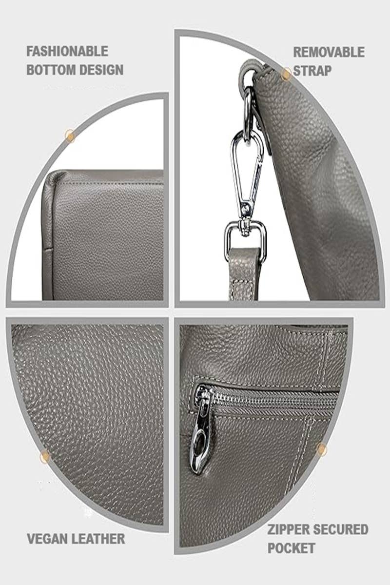 Genuine Vegan Leather Hobo Tote Bag