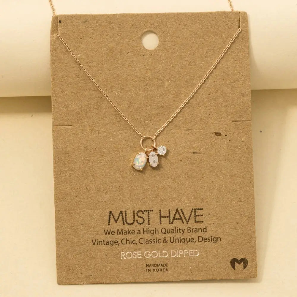 Dainty Opal Crystal Charm Necklace