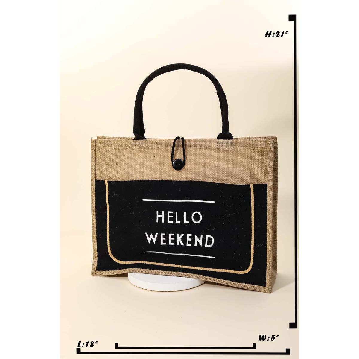 Hello Burlap Bag