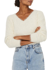 Vero Moda Poilu Long Sleeve V-Neck Fluffy Sweater