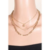 Faceted Gem Pendant Layered Chains Necklace Set