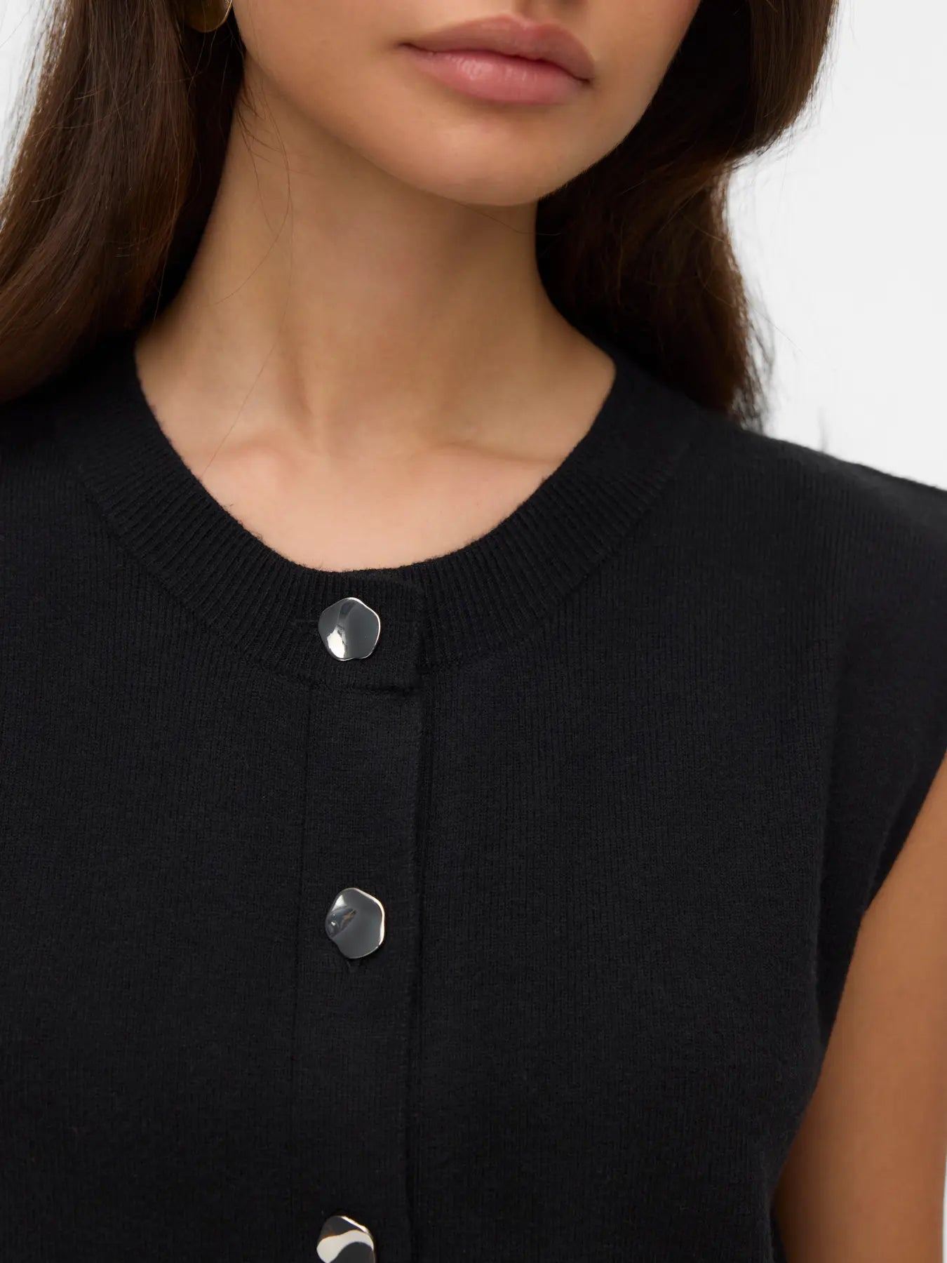 Vero Moda - Gold O-Neck Button Vest