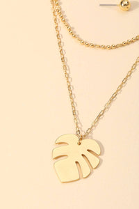 Monstera Leaf Pendant Necklace Set