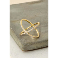 Delicate X Rhinestone Ring
