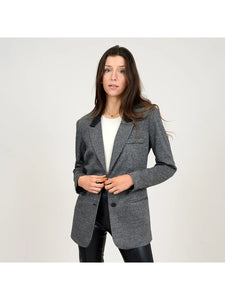 RD Style - Amaya Faux Leather Collar Blazer