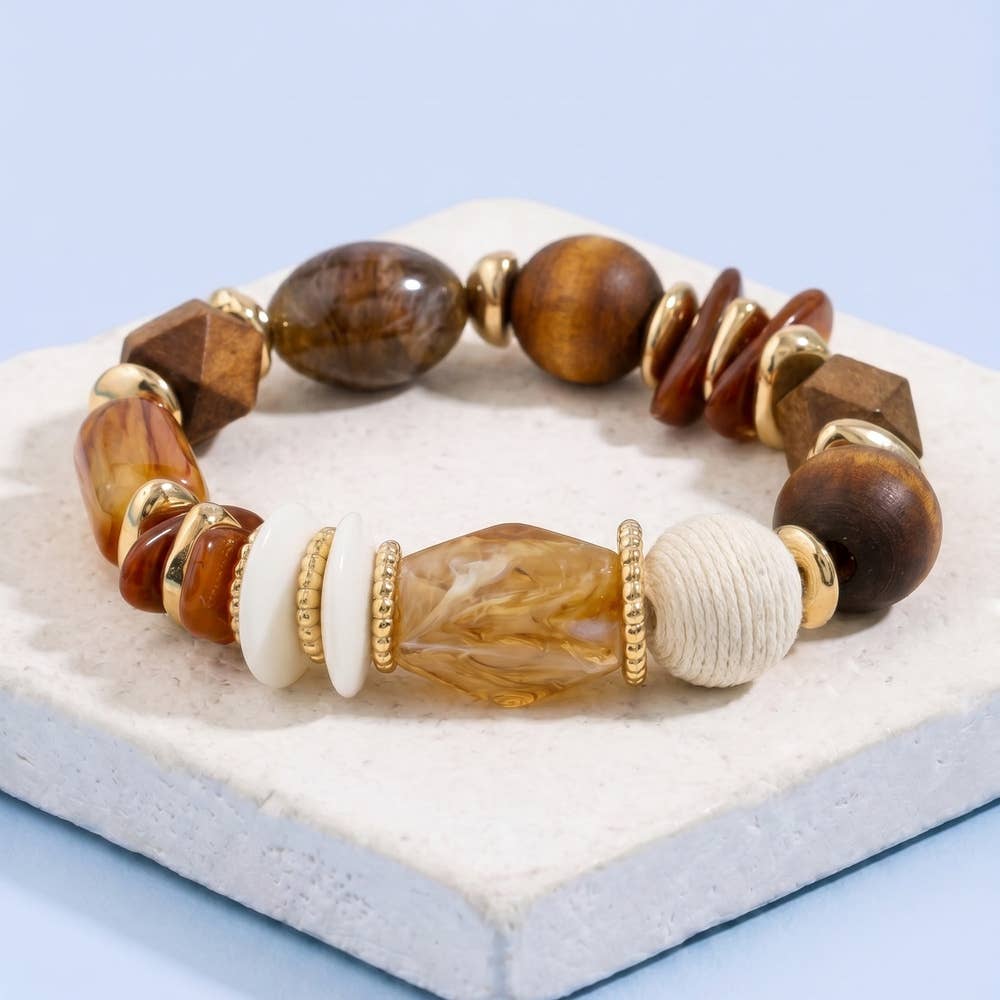 Chunky Wood Bead Stretch Bracelet
