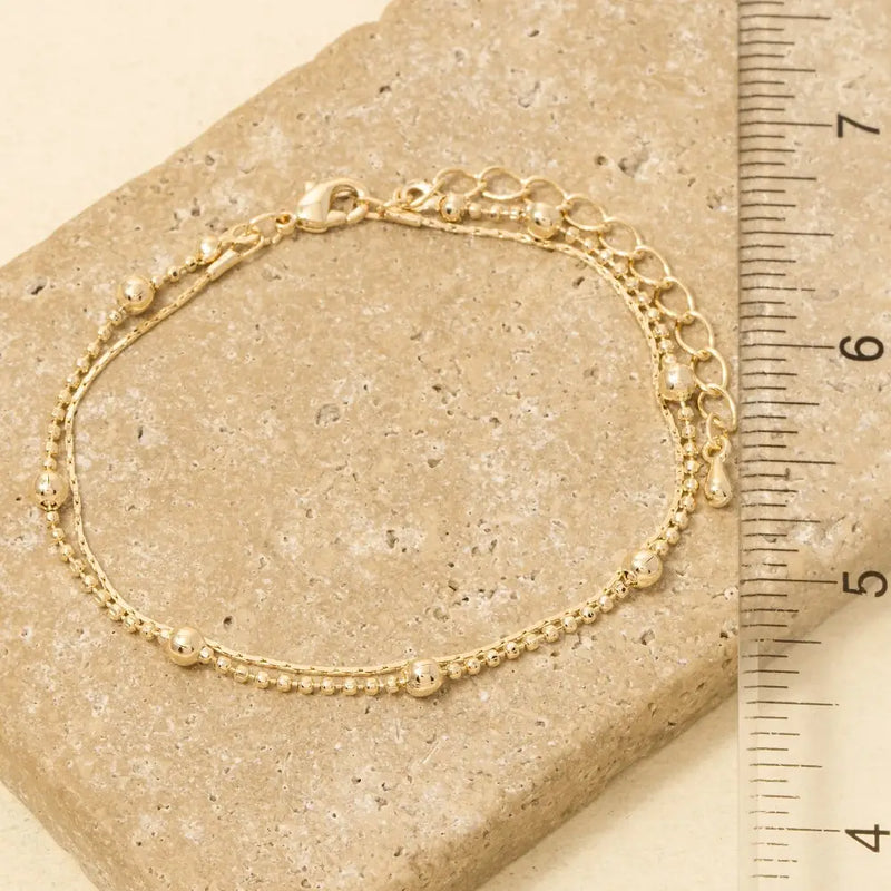 Double Row Ball Bead and Chain Bracelet