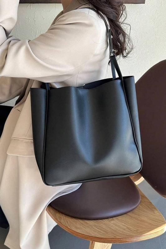 Simple Trendy Vegan Leather Shoulder Pouch Bag