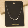 Pearl and Cz Bar Pendant Dainty Chain Necklace
