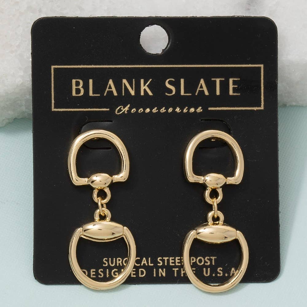 Equestrian Horse Bit Ring Drop Earrings