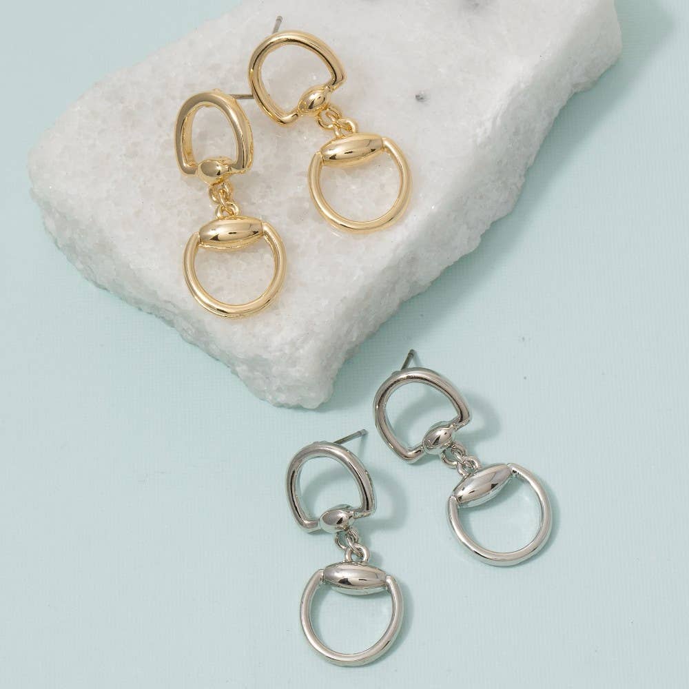 Equestrian Horse Bit Ring Drop Earrings