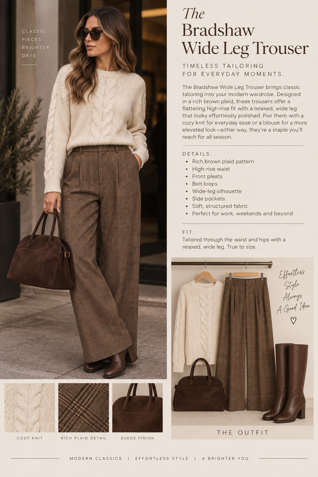 The Bradshaw Plaid Wide Leg Trouser