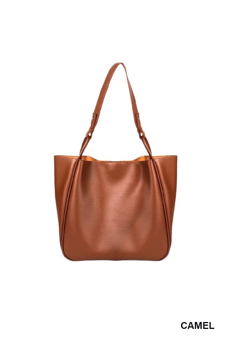 Simple Trendy Vegan Leather Shoulder Pouch Bag