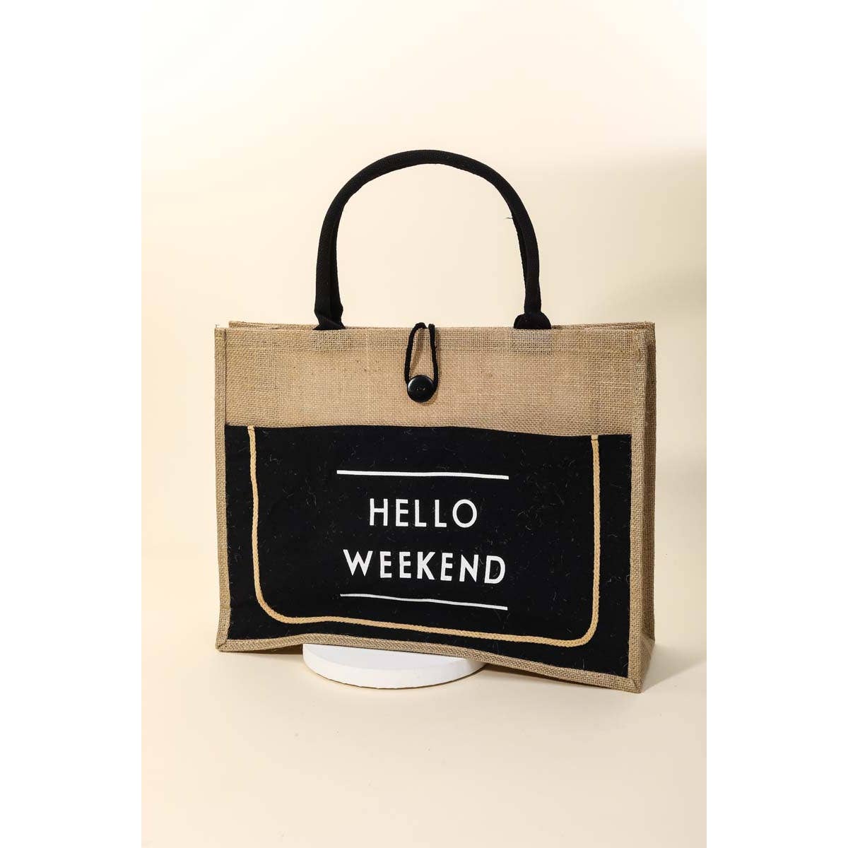 Hello Burlap Bag