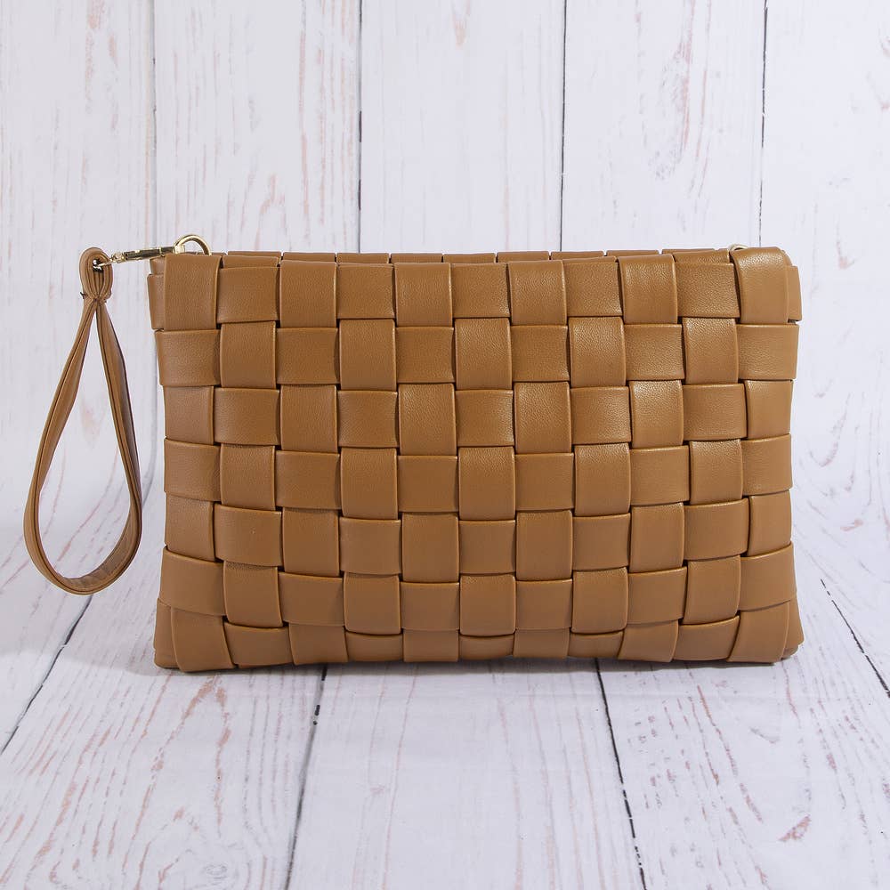 Leather Basket Weave Hand Bag