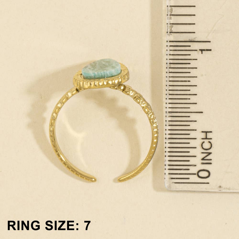 Pear Stone Beaded Bezel Ring