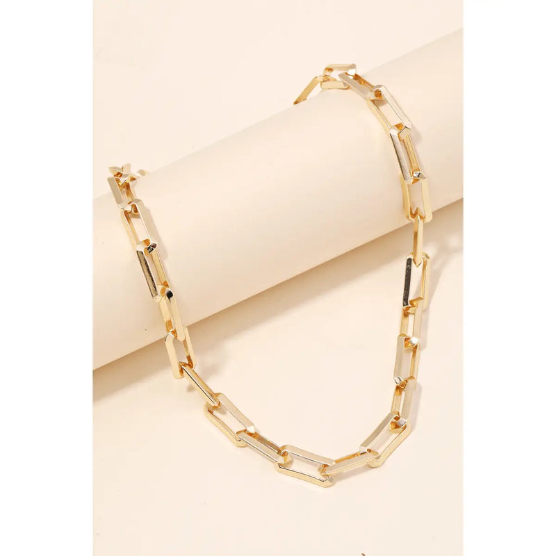Rectangle Toggle Chain Link Necklace