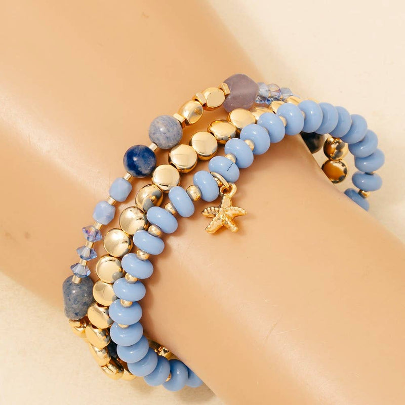 Pebble Stone Beaded Bracelet Set 3pc