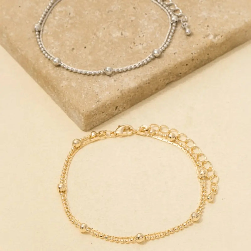 Double Row Ball Bead and Chain Bracelet