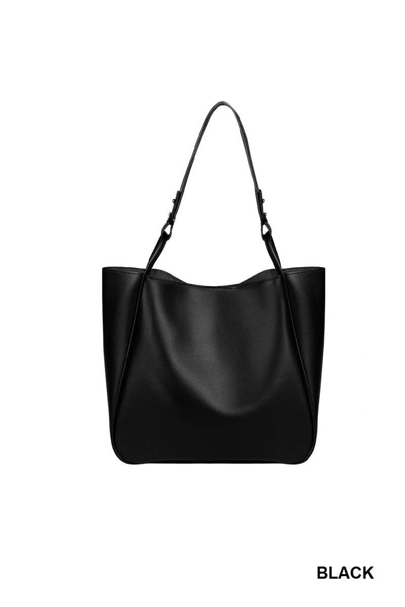 Simple Trendy Vegan Leather Shoulder Pouch Bag