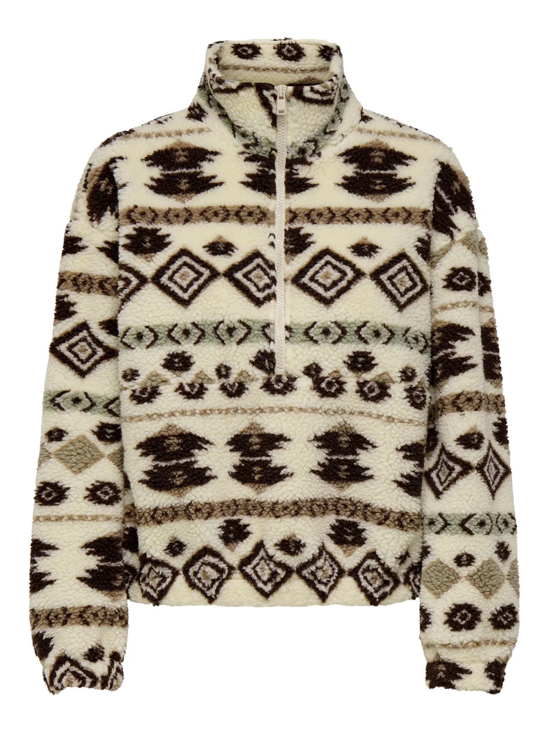 Only Janne Aztec Teddy 1/4 Zip Sweatshirt