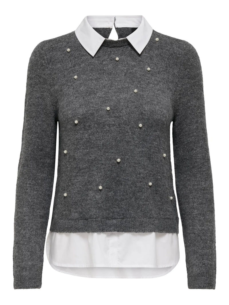 Only Dolly Woven Mix Pearl Sweater