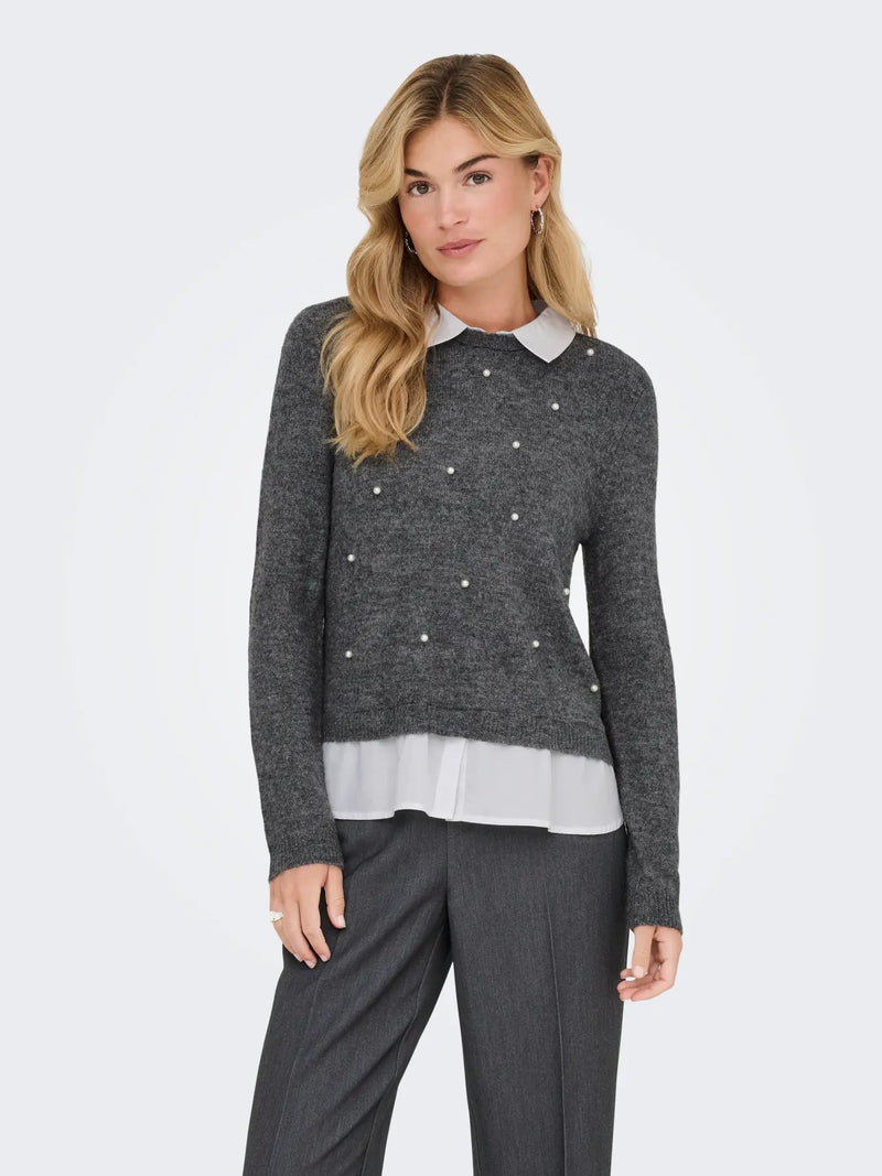 Only Dolly Woven Mix Pearl Sweater