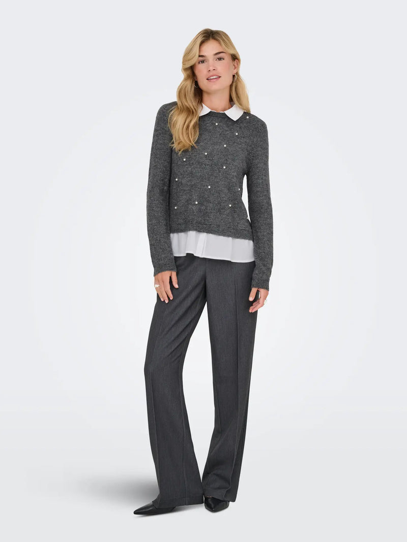 Only Dolly Woven Mix Pearl Sweater