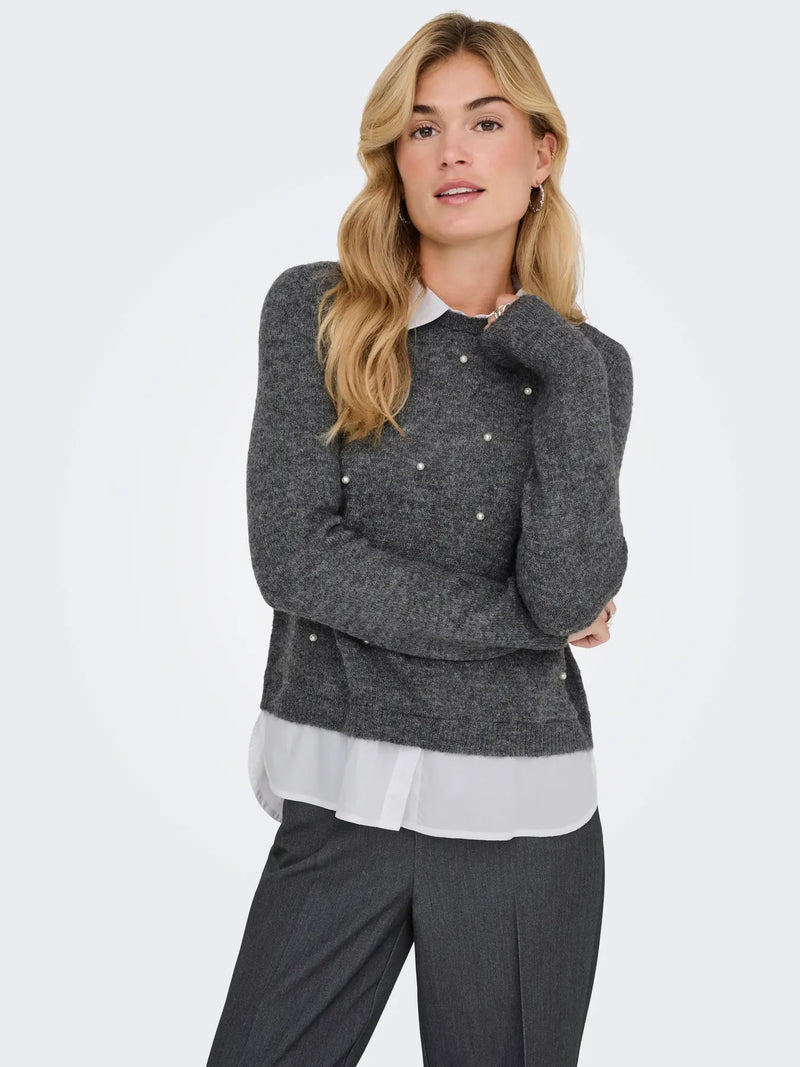 Only Dolly Woven Mix Pearl Sweater