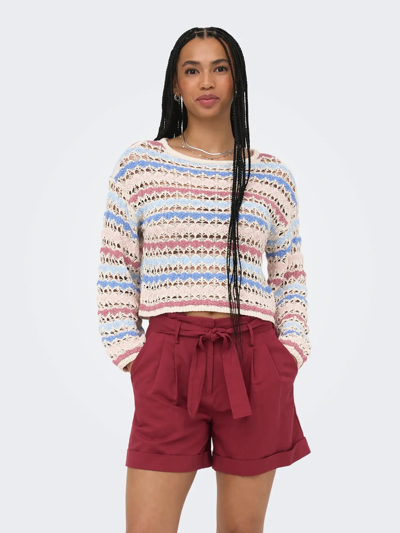 Only-  Coastal Breeze Open-Knit Sweater