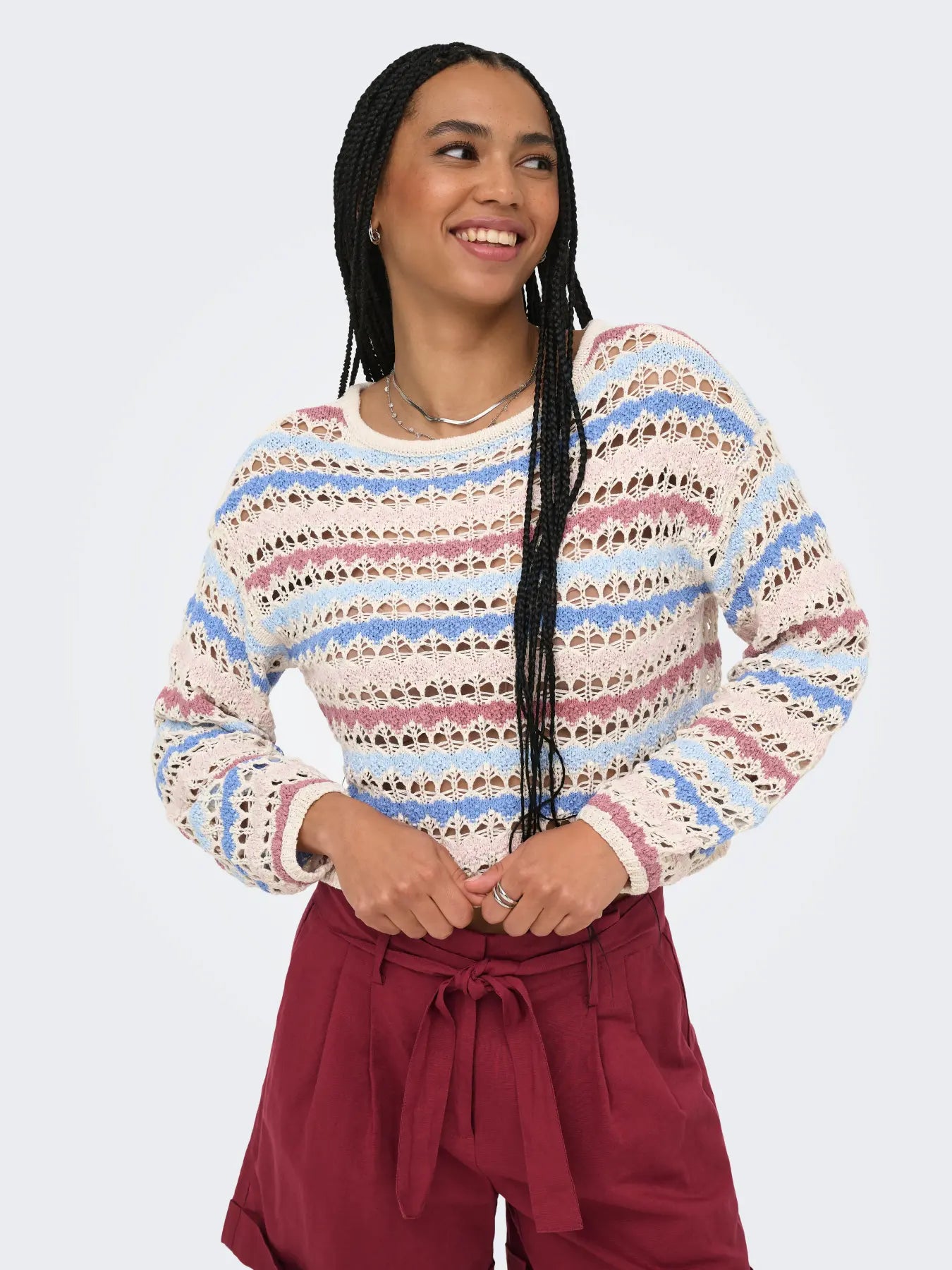 Only-  Coastal Breeze Open-Knit Sweater