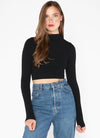C'est Moi Bamboo L/S Crop Mock Neck Top