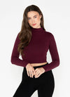 C'est Moi Bamboo L/S Crop Mock Neck Top
