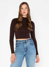 C'est Moi Bamboo L/S Crop Mock Neck Top