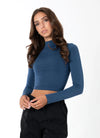 C'est Moi Bamboo L/S Crop Mock Neck Top