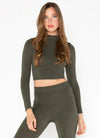 C'est Moi Bamboo L/S Crop Mock Neck Top
