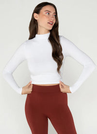 C'est Moi Bamboo L/S Crop Mock Neck Top
