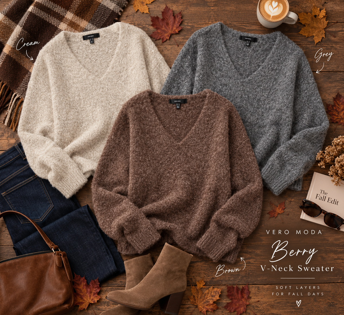 Vero Moda - Berry V-Neck Sweater