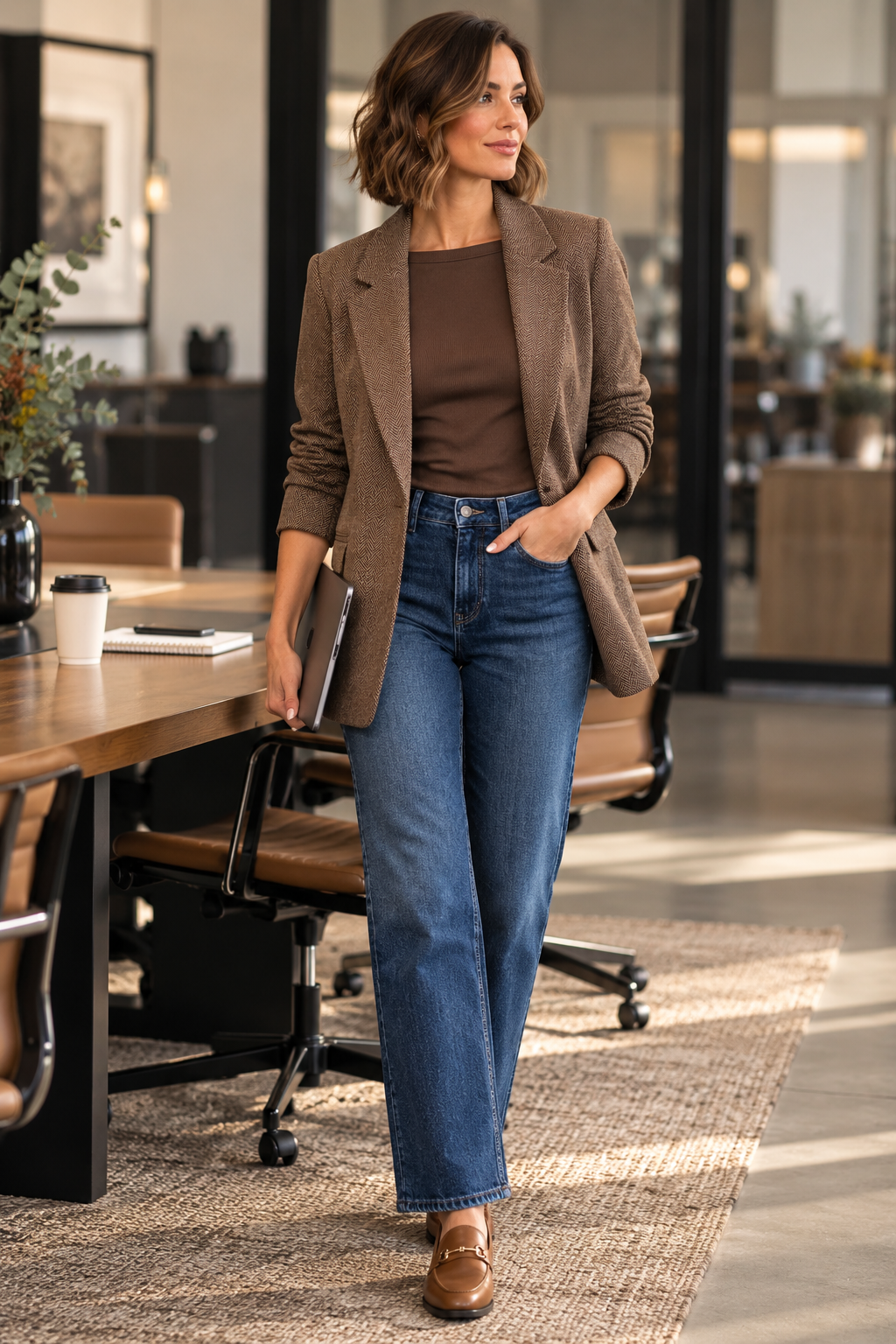 ONLY - Civa 3/4 Sleeve Herringbone Blazer