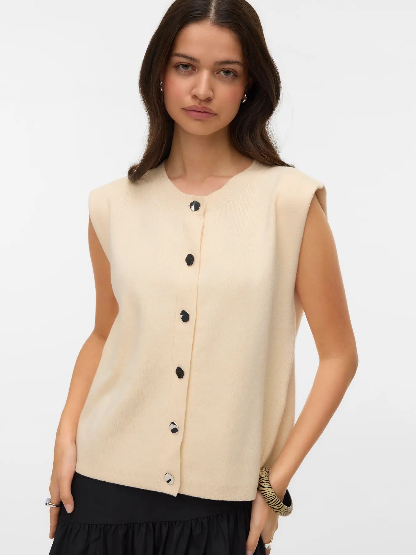 Vero Moda - Gold O-Neck Button Vest