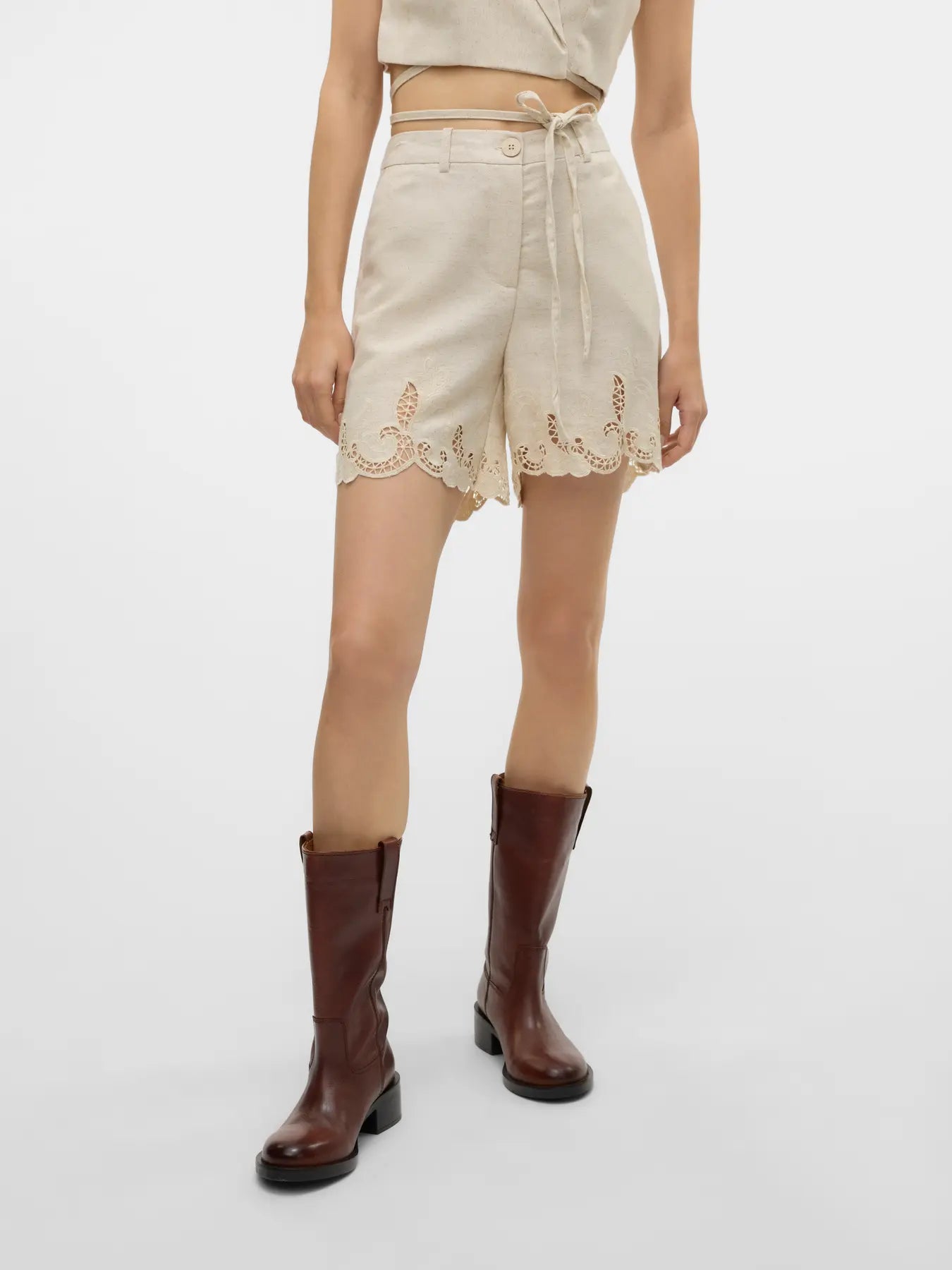 Vero Moda Soffie Midrise Embroidered Shorts