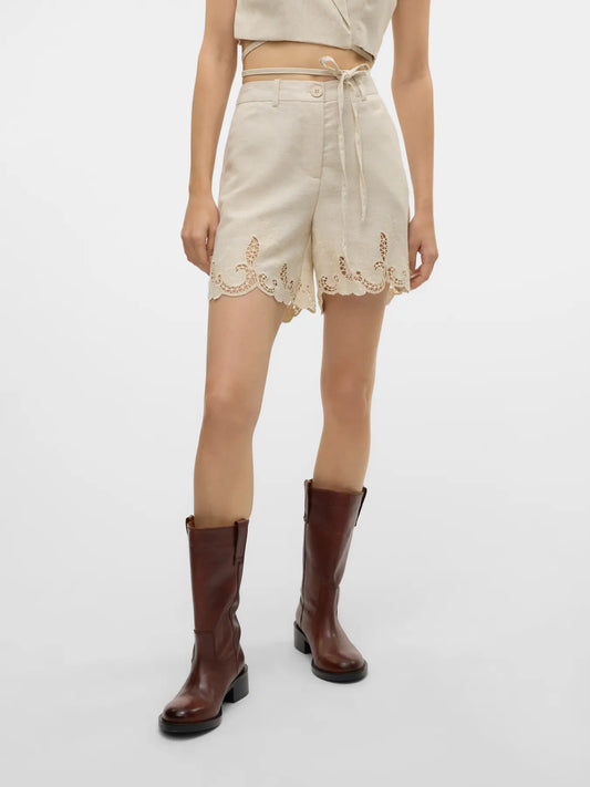Vero Moda Soffie Midrise Embroidered Shorts