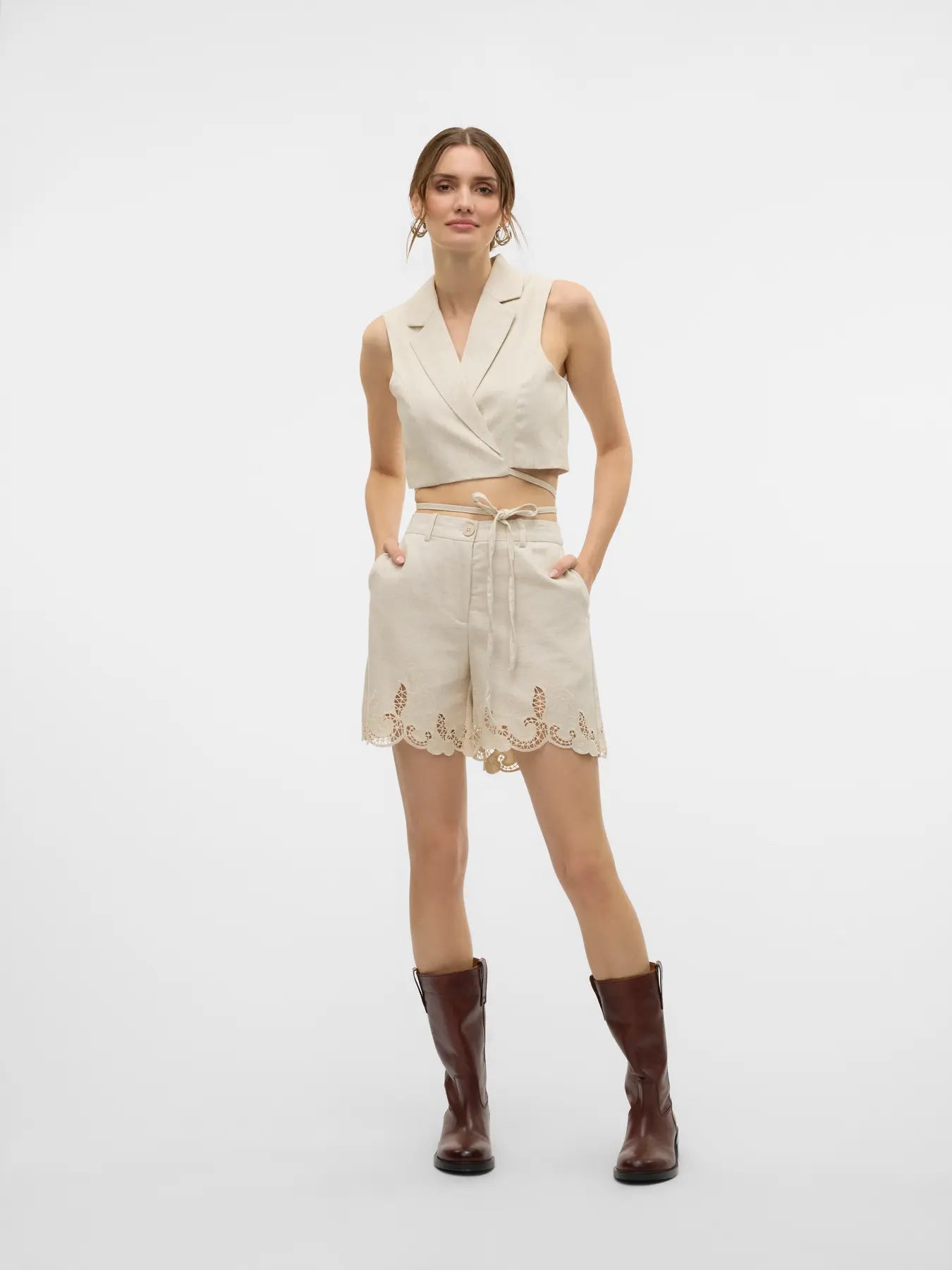 Vero Moda Soffie Midrise Embroidered Shorts