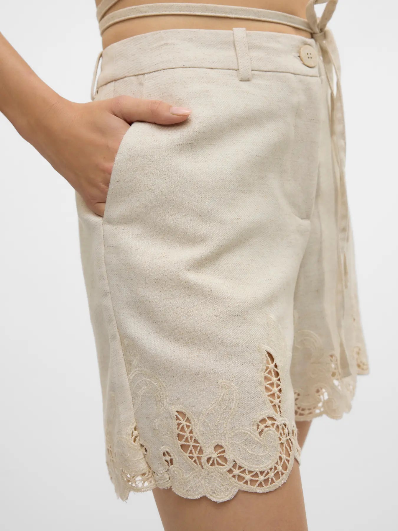 Vero Moda Soffie Midrise Embroidered Shorts