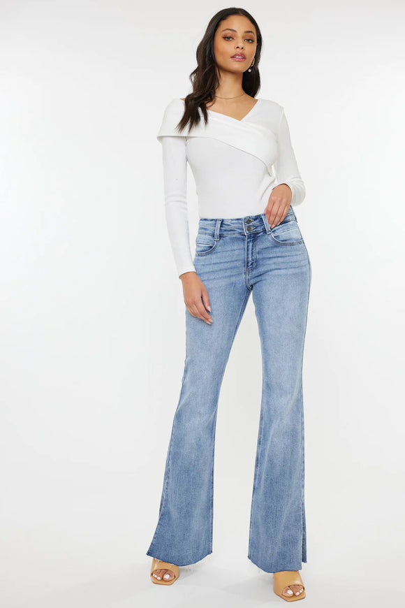 KanCan Selena Mid Rise Double Waist Flare Jeans