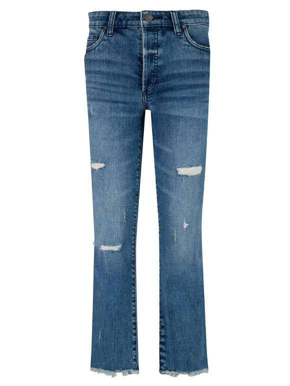 KUT- Reese High Rise FAB AB Ankle Straight Raw Jeans- Unique